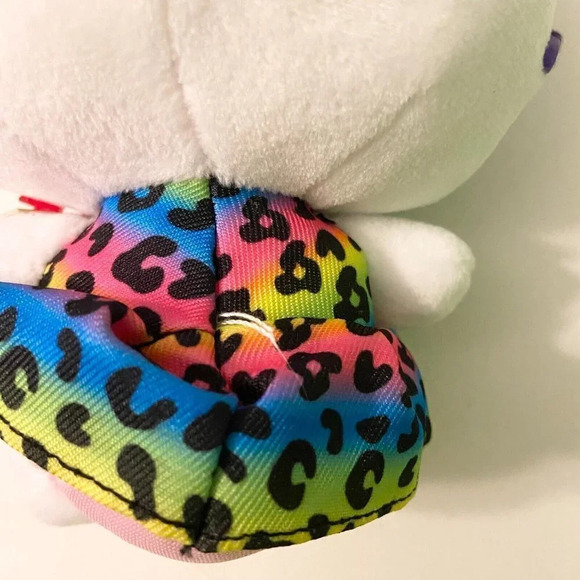 Hello Kitty Ty Beanie Babies Sanrio Plush 6 Inch Purple Glasses Rainbow Dress - Picture 13 of 14